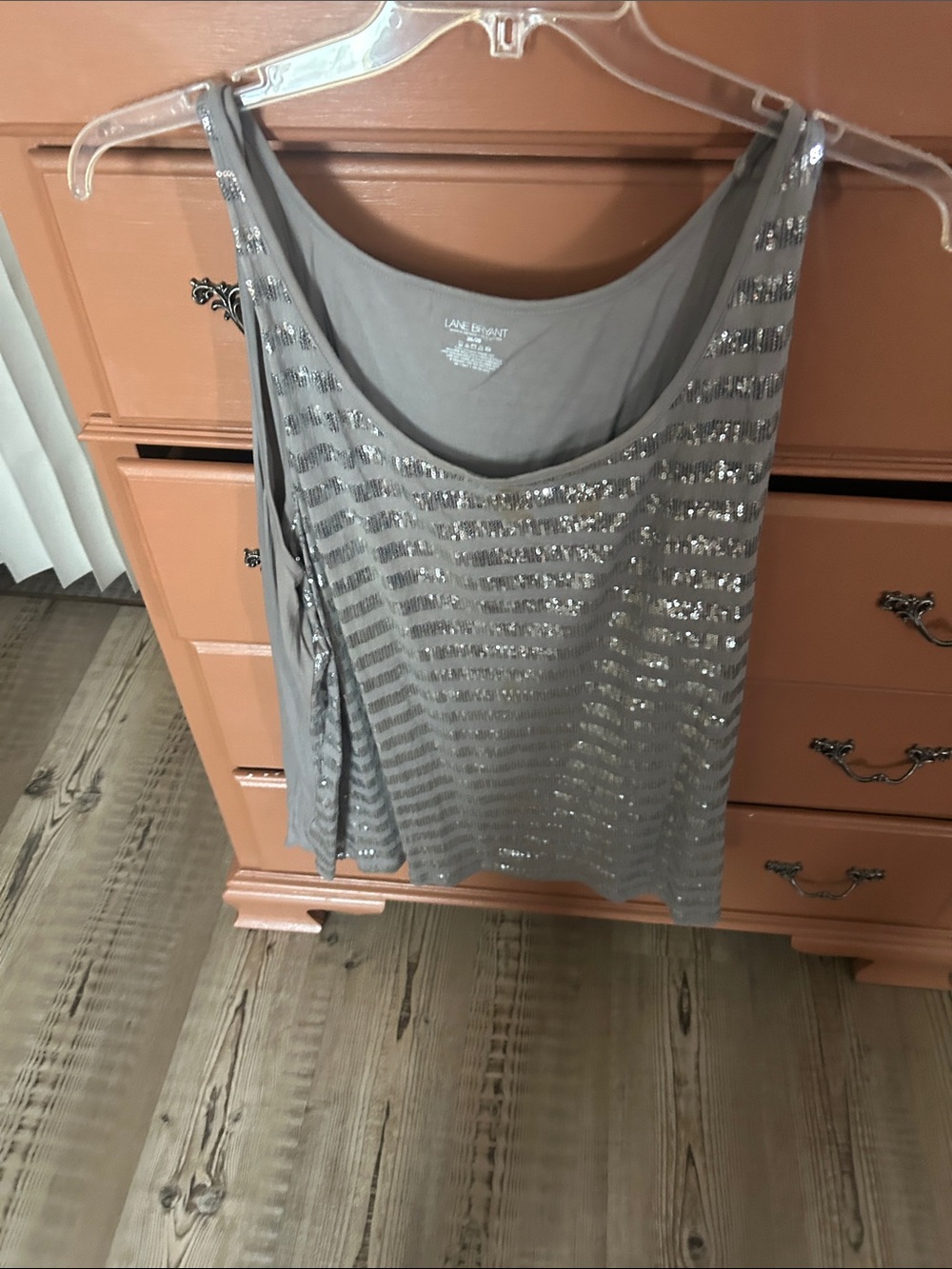 Lane Bryant Silver-Gray Sequin Stripe Camisole